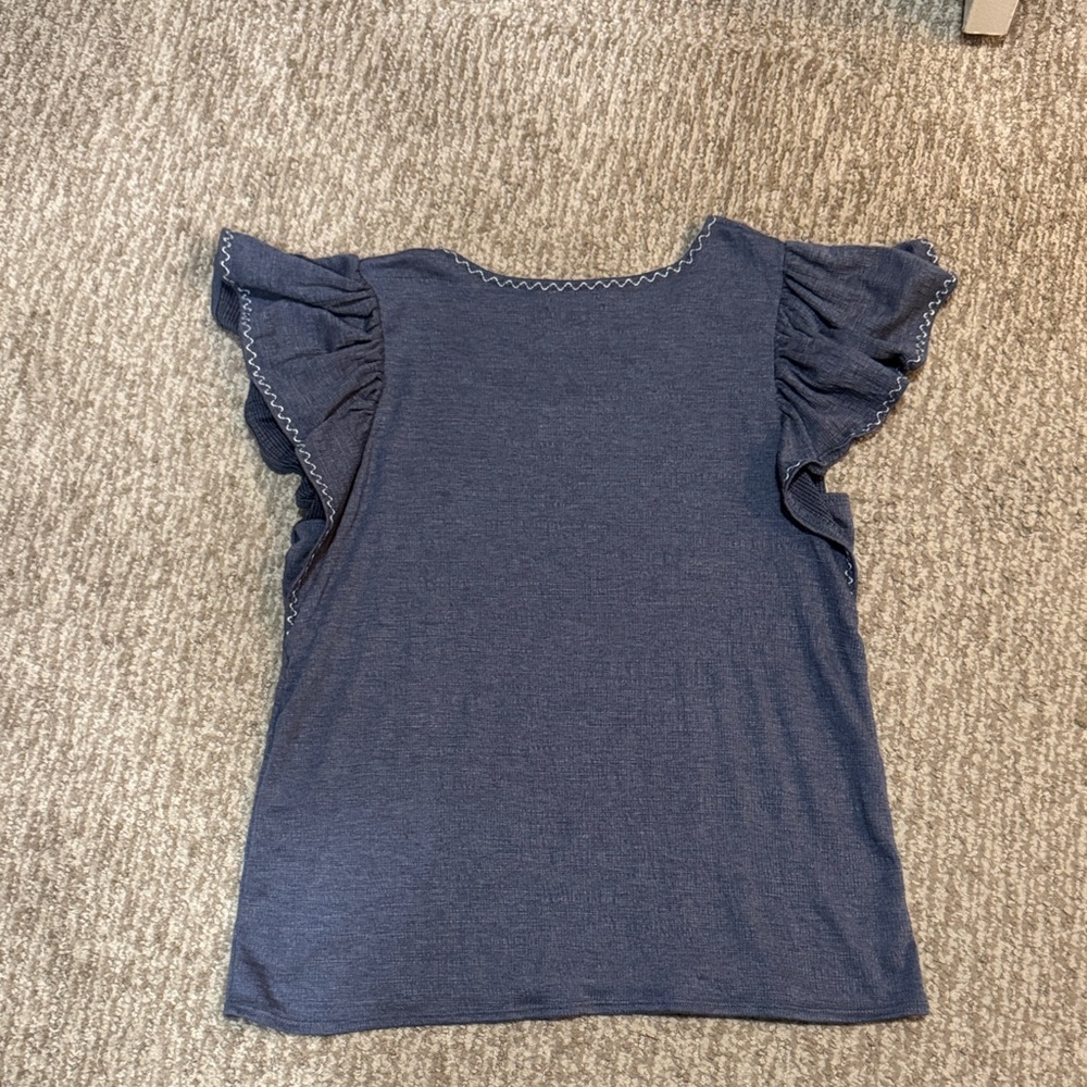 Navy Ruffle Sleeve Tee - Picture 4 of 4
